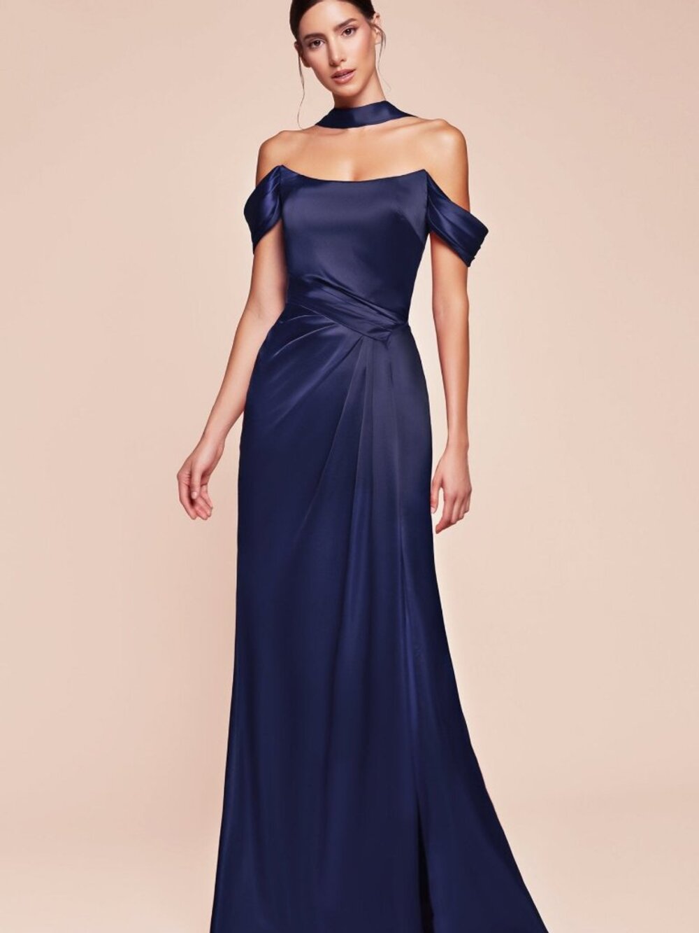 NEW NAVY Evening Gown Floor Length Formal Elegant Stunning 7452